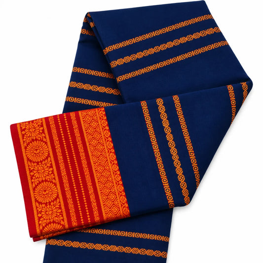 Blue Velthari Softsilk Saree with premium gold zari border