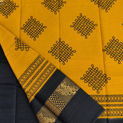 Yellow Kolam Design Sungudi Cotton Saree