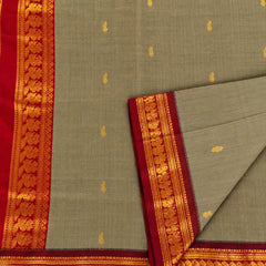 Olive Beige with Maroon Kalyani Cotton Sarees