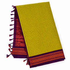 Green Checked Kalyani Cotton Saree
