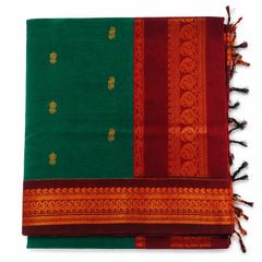 Teal Green with Maroon Kalyani Cotton Sarees