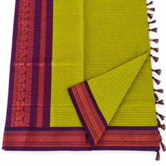 Green Checked Kalyani Cotton Saree