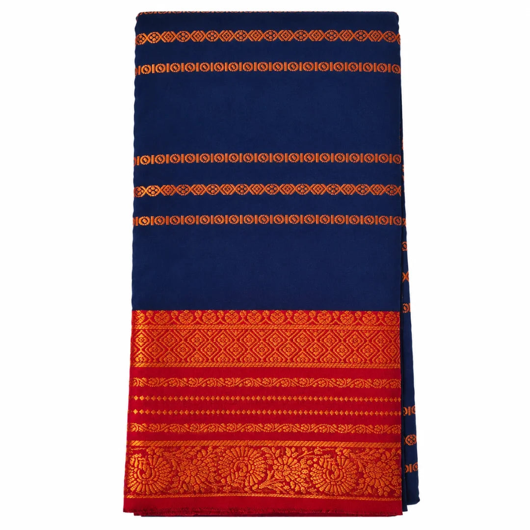 Blue Velthari Softsilk Saree with premium gold zari border