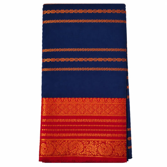Blue Velthari Softsilk Saree with premium gold zari border