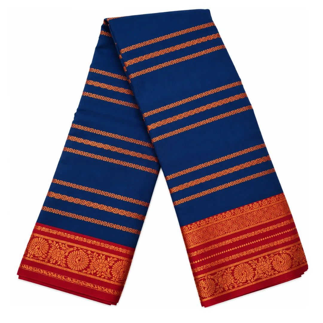 Blue Velthari Softsilk Saree with premium gold zari border