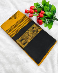 Yellow Kolam Design Sungudi Cotton Saree