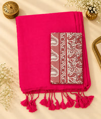 Pink Khadi Cotton Saree with Blouse