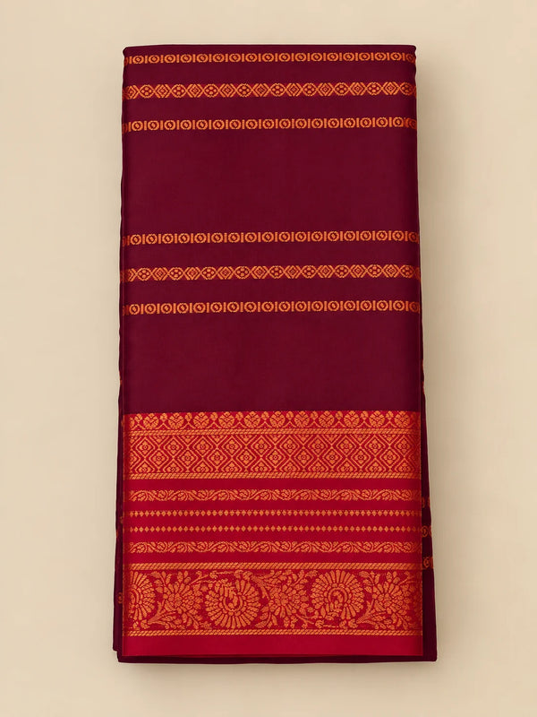 Brown Velthari Softsilk Saree with premium gold zari border