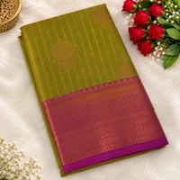 Green Vairaoosi Softsilk Saree with Gold Zari border
