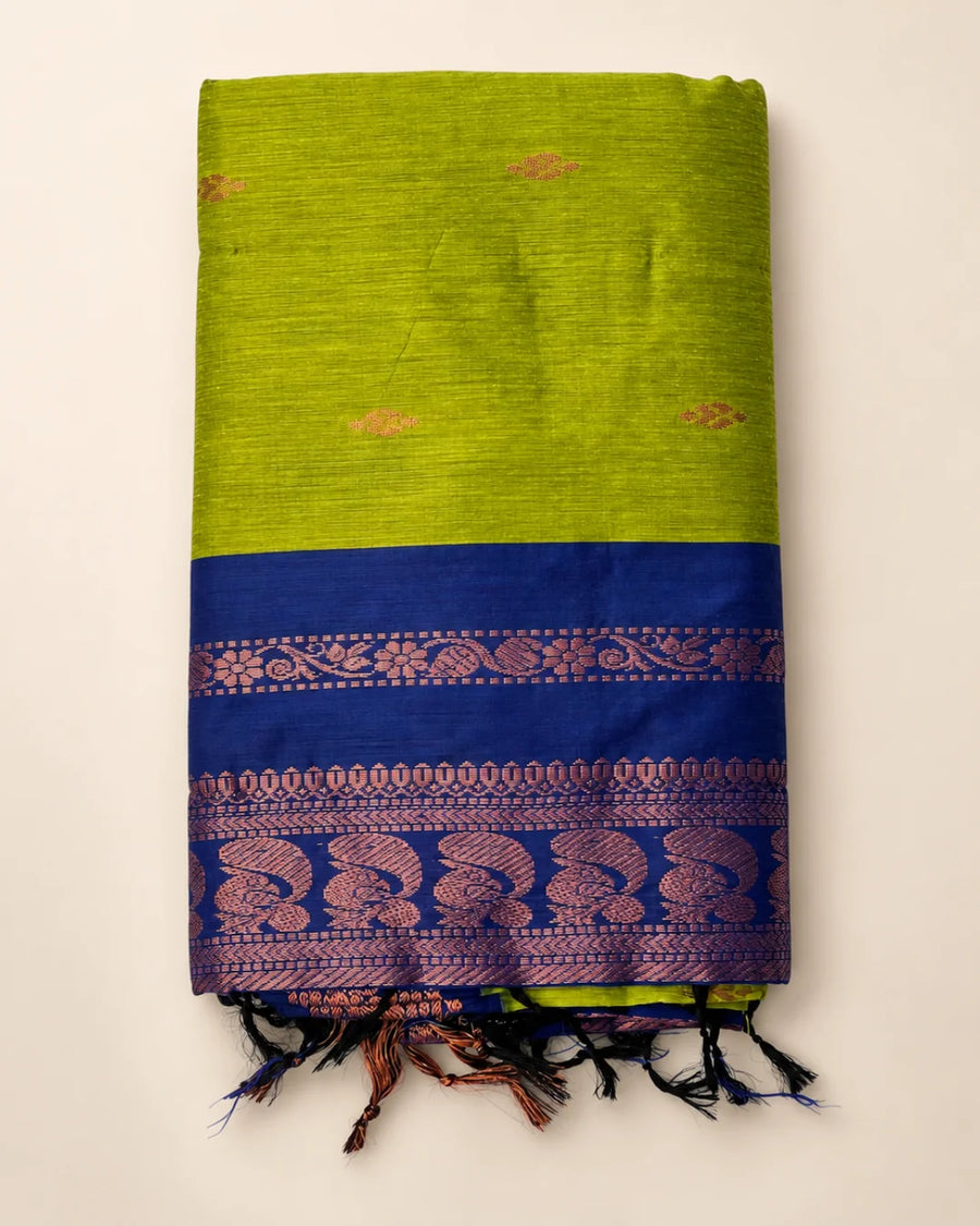 Parrot Green Kalyani Cotton Saree
