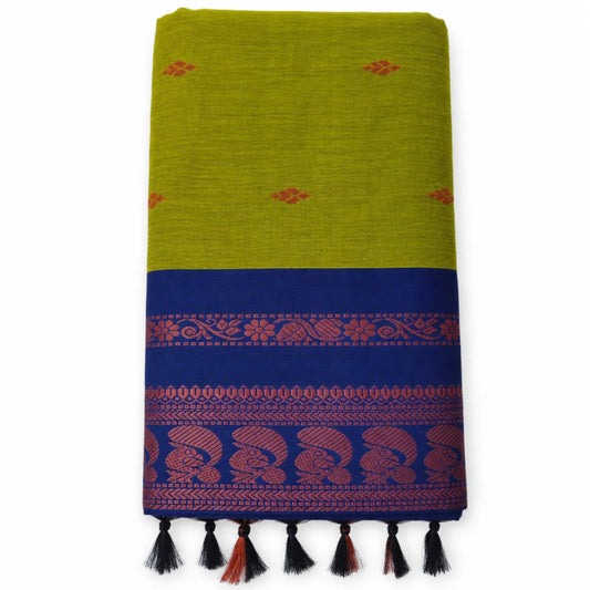 Parrot Green Kalyani Cotton Saree