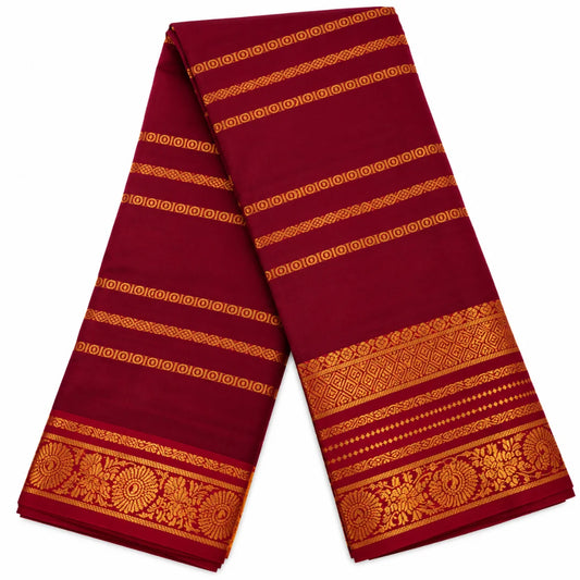 Brown Velthari Softsilk Saree with premium gold zari border