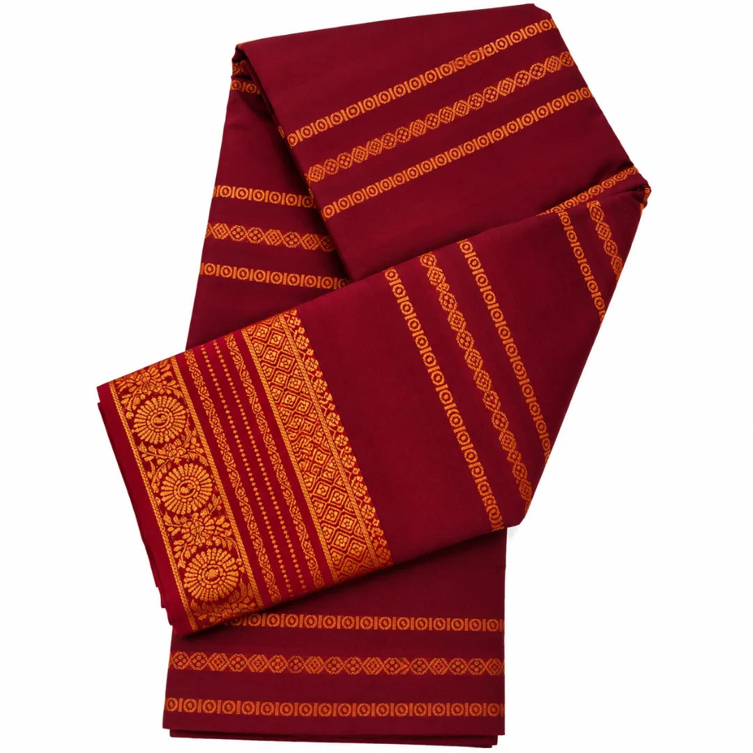 Brown Velthari Softsilk Saree with premium gold zari border
