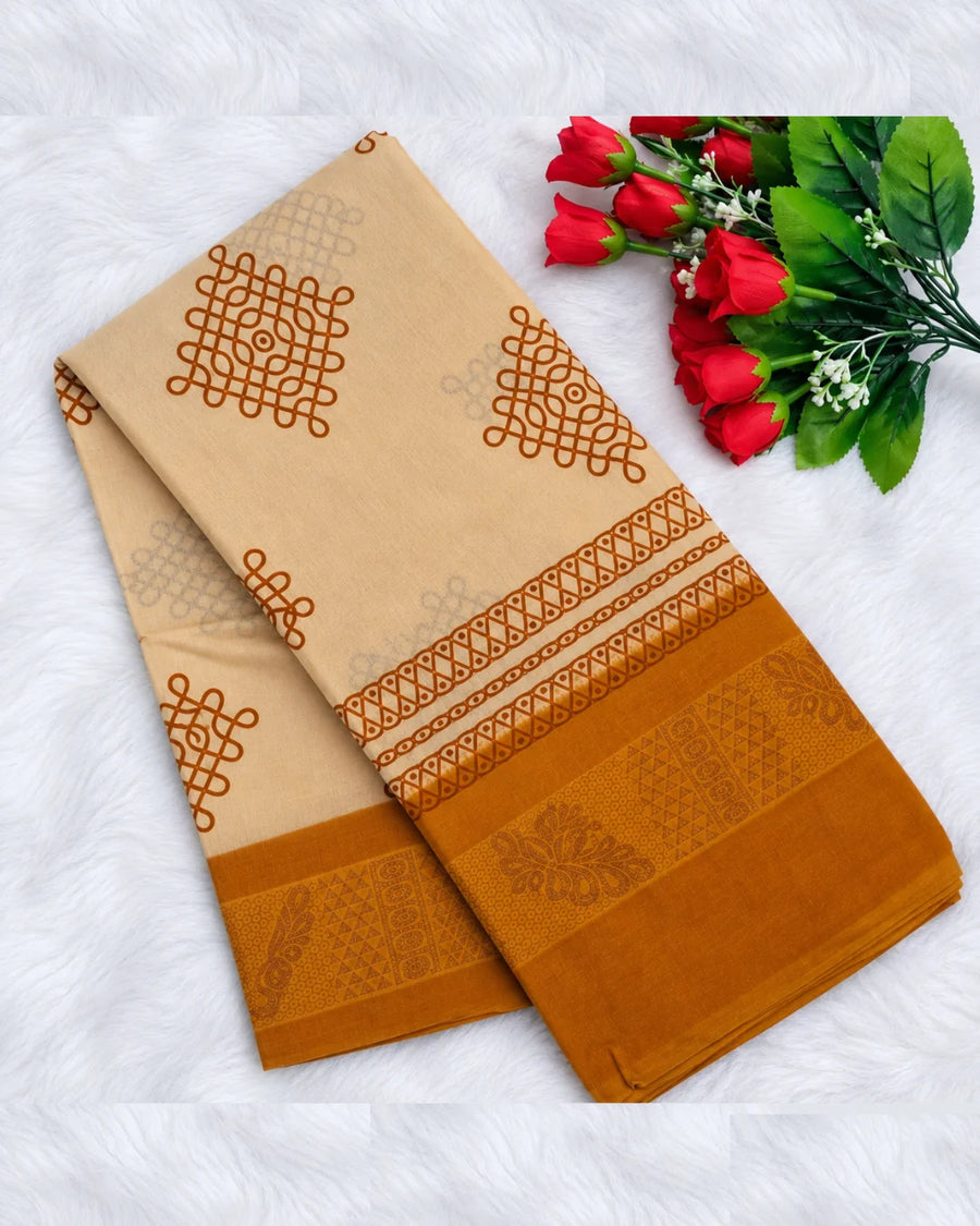 Sandal Kolam Design Sungudi Cotton Saree