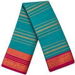 Teal green Velthari Softsilk Saree with premium gold zari border