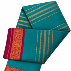 Teal green Velthari Softsilk Saree with premium gold zari border