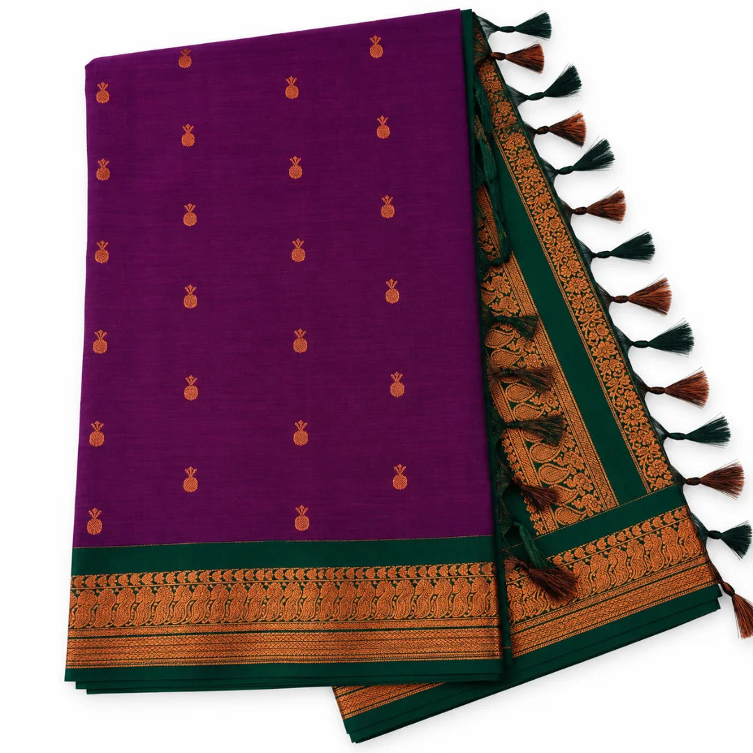 Deep Maroon Kalyani Cotton Saree