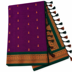 Deep Maroon Kalyani Cotton Saree