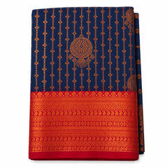 Deep Blue Vairaoosi Softsilk Saree with Gold Zari border