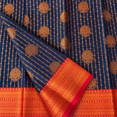 Deep Blue Vairaoosi Softsilk Saree with Gold Zari border