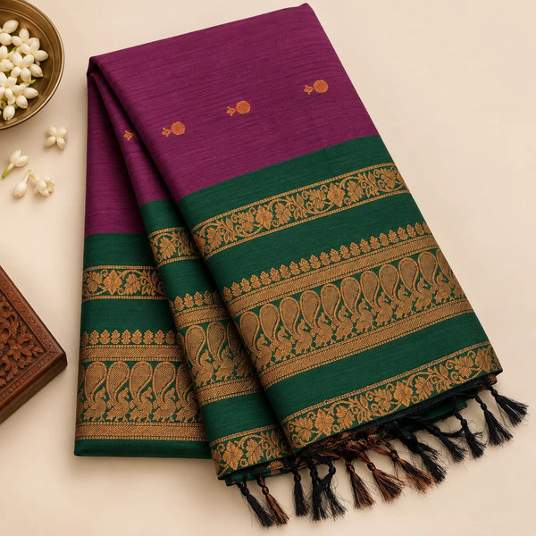 Deep Maroon Kalyani Cotton Saree