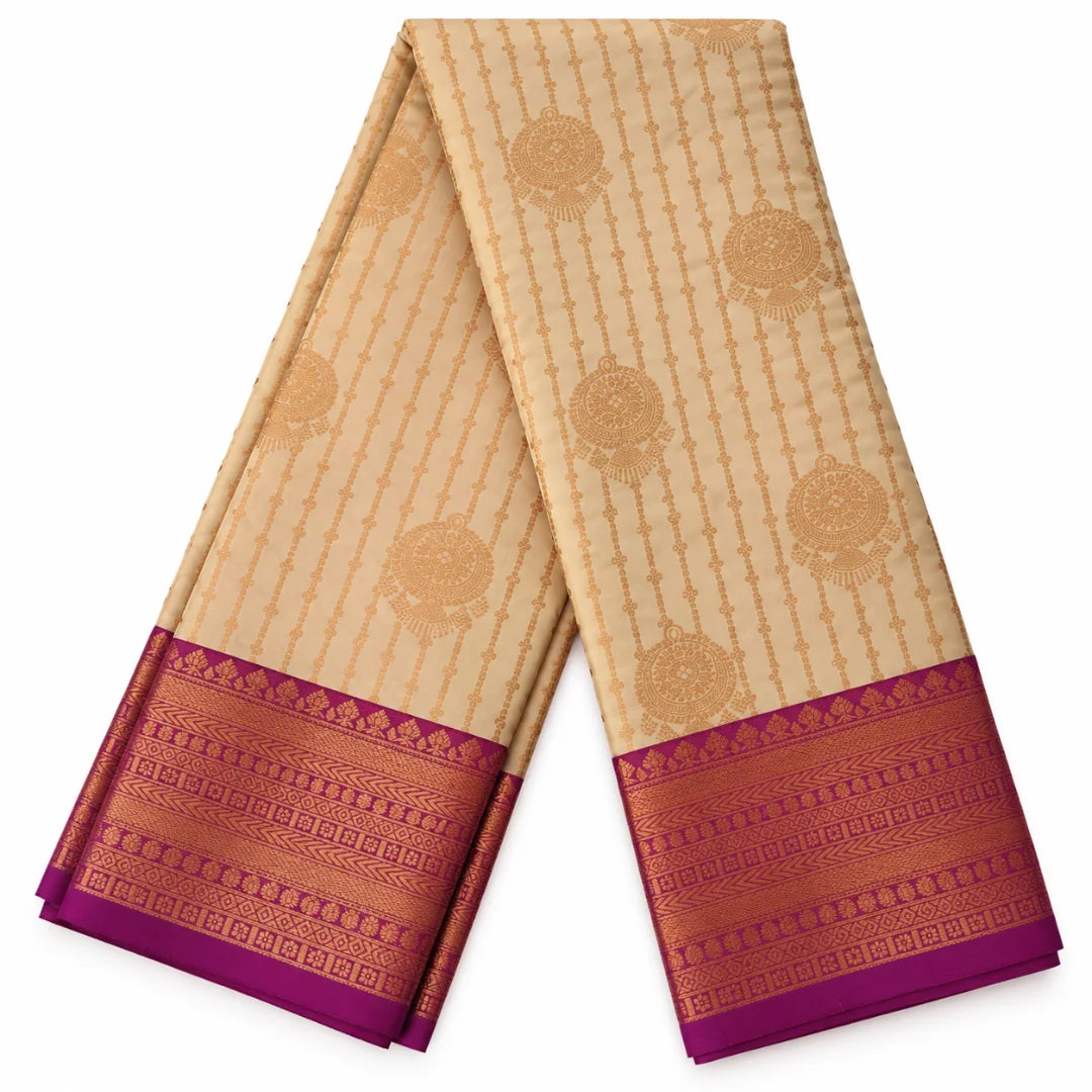 Sandal Vairaoosi Softsilk Saree with Gold Zari border