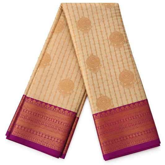 Sandal Vairaoosi Softsilk Saree with Gold Zari border