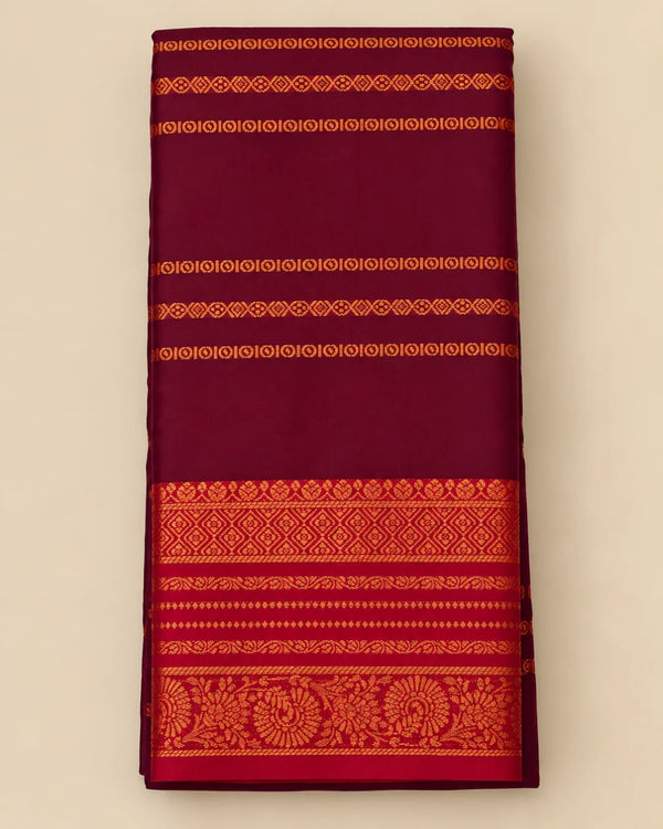 Brown Velthari Softsilk Saree with premium gold zari border