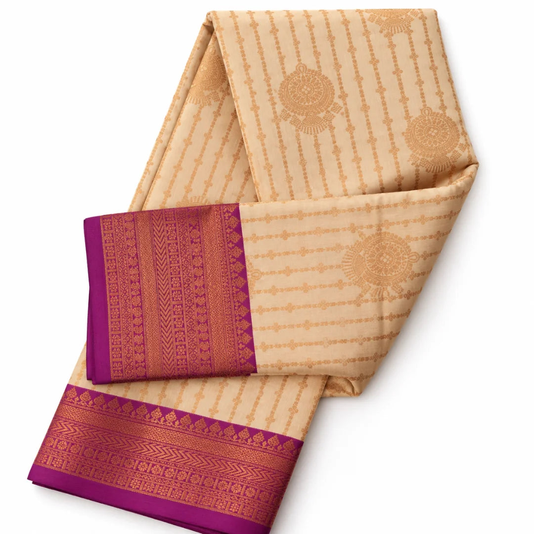 Sandal Vairaoosi Softsilk Saree with Gold Zari border