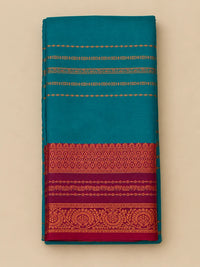 Teal green Velthari Softsilk Saree with premium gold zari border