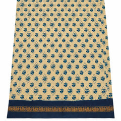 Beige with Navy Blue Sungudi Cotton Saree