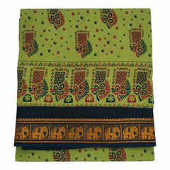 Lime Green with Navy Blue Sungudi Cotton Saree