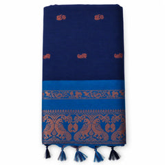Navy Blue with Blue Border Kalyani Cotton Sarees