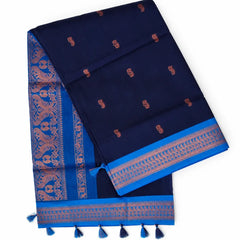 Navy Blue with Blue Border Kalyani Cotton Sarees
