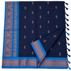 Navy Blue with Blue Border Kalyani Cotton Sarees