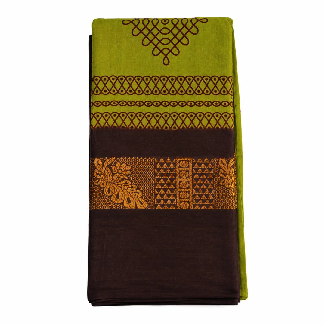 Green Kolam Design Sungudi Cotton Saree