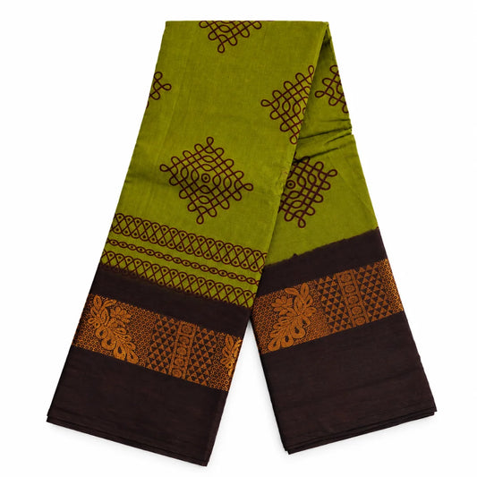 Green Kolam Design Sungudi Cotton Saree