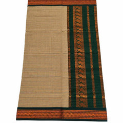 Beige with Bottle Checked Green Kalyani Cotton Sarees