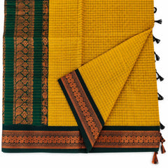Yellow Checked Kalyani Cotton Saree