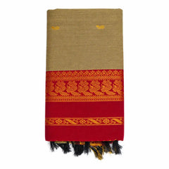 Olive Beige with Maroon Kalyani Cotton Sarees